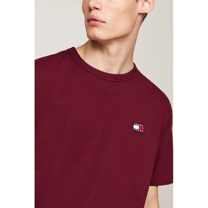 Fashion, accesorii si bijuterii - Barbati - Imbracaminte - Tricouri si bluze barbati - Tricou barbati Tommy Jeans Reg Badge Tee Ext DM0DM17995 XL INTL Visiniu - Infinity.ro