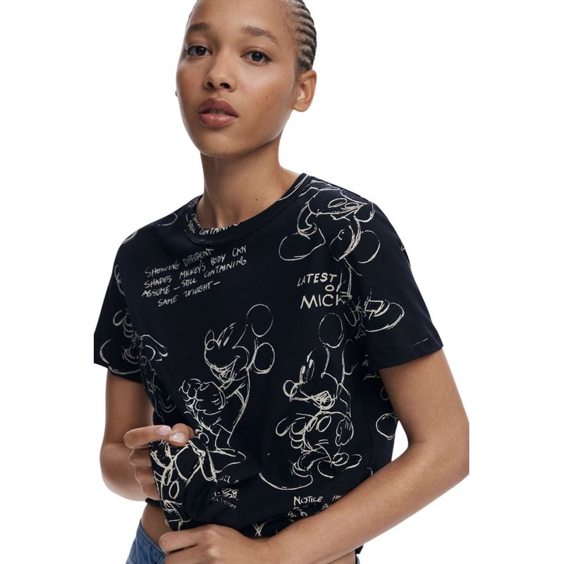 Fashion, accesorii si bijuterii - Femei - Imbracaminte femei - Tricouri si topuri femei - Tricou dama Desigual din bumbac MICKEY SKETCH S INTL Negru - Infinity.ro