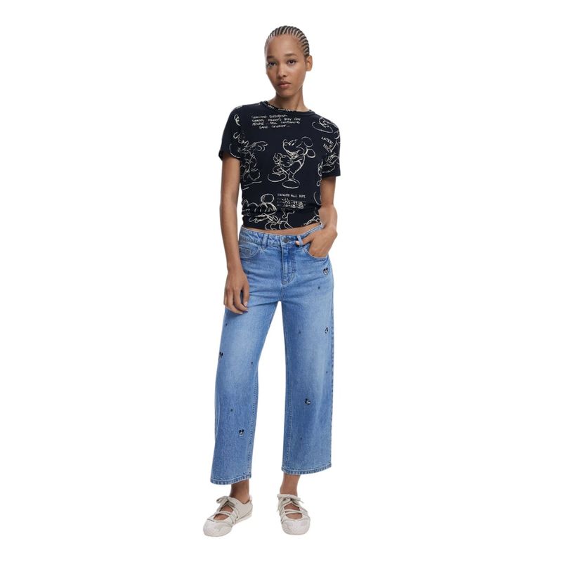 Fashion, accesorii si bijuterii - Femei - Imbracaminte femei - Tricouri si topuri femei - Tricou dama Desigual din bumbac MICKEY SKETCH S INTL Negru - Infinity.ro