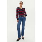 Fashion, accesorii si bijuterii - Femei - Imbracaminte femei - Pulovere femei - Pulover dama Tommy Jeans V-neck and stripes DW0DW18652 M INTL Rosu - Infinity.ro