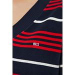 Fashion, accesorii si bijuterii - Femei - Imbracaminte femei - Pulovere femei - Pulover dama Tommy Jeans V-neck and stripes DW0DW18652 M INTL Rosu - Infinity.ro