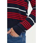 Fashion, accesorii si bijuterii - Femei - Imbracaminte femei - Pulovere femei - Pulover dama Tommy Jeans V-neck and stripes DW0DW18652 M INTL Rosu - Infinity.ro