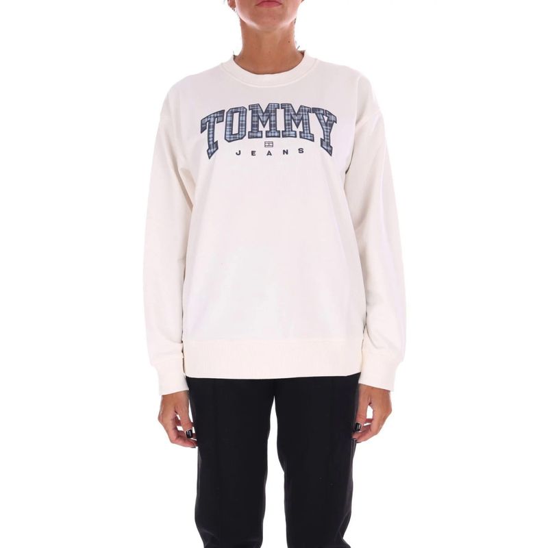 Fashion, accesorii si bijuterii - Femei - Imbracaminte femei - Hanorace femei - Hanorac dama Tommy Jeans Prep Explorer Crew DW0DW18380 M INTL Crem - Infinity.ro