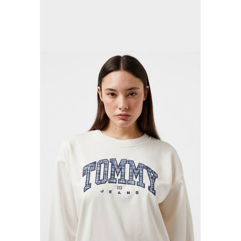 Fashion, accesorii si bijuterii - Femei - Imbracaminte femei - Hanorace femei - Hanorac dama Tommy Jeans Prep Explorer Crew DW0DW18380 M INTL Crem - Infinity.ro