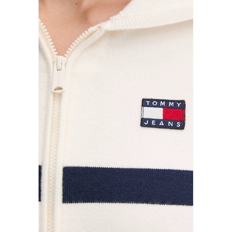 Fashion, accesorii si bijuterii - Femei - Imbracaminte femei - Hanorace femei - Hanorac dama Tommy Jeans Badge Zip-Thru DW0DW18524 S INTL Bej - Infinity.ro