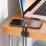 Carti si Birotica - Birotica - Accesorii de birou - Set 5 organizatoare cabluri cu adeziv negre MK5540 deleyCON - Infinity.ro