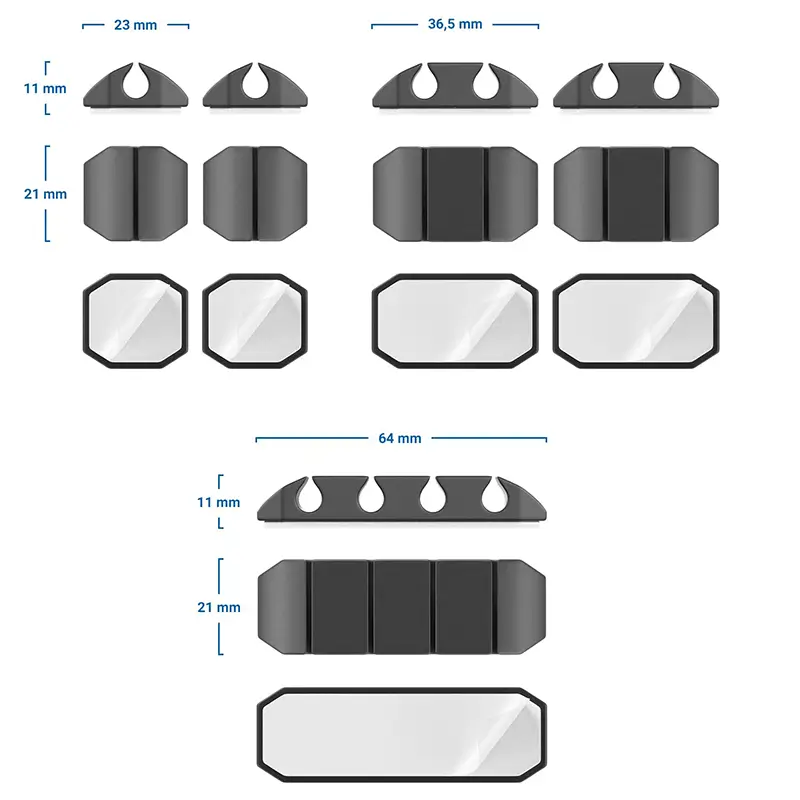 Carti si Birotica - Birotica - Accesorii de birou - Set 5 organizatoare cabluri cu adeziv negre MK5540 deleyCON - Infinity.ro
