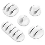 Carti si Birotica - Birotica - Accesorii de birou - Set 5 cleme organizatoare cabluri cu adeziv albe MK5544 deleyCON - Infinity.ro