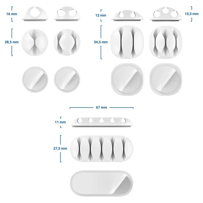 Carti si Birotica - Birotica - Accesorii de birou - Set 5 cleme organizatoare cabluri cu adeziv albe MK5544 deleyCON - Infinity.ro