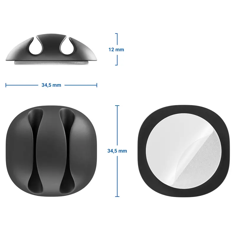 Carti si Birotica - Birotica - Accesorii de birou - Set 6 organizatoare cabluri cu adeziv negre MK5541 deleyCON - Infinity.ro