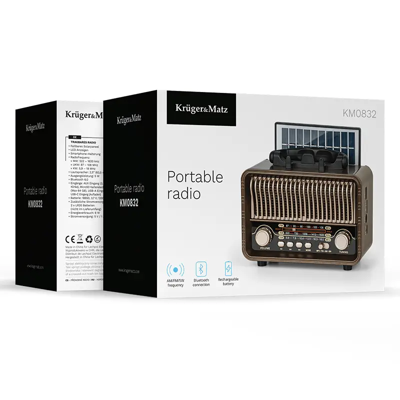 TV, Audio-Video si Foto - Portabile audio - Radio - Radio portabil analog SOLAR AM /FM /SW 5W 166x87.5x130mm Kruger&atz KM0832 - Infinity.ro