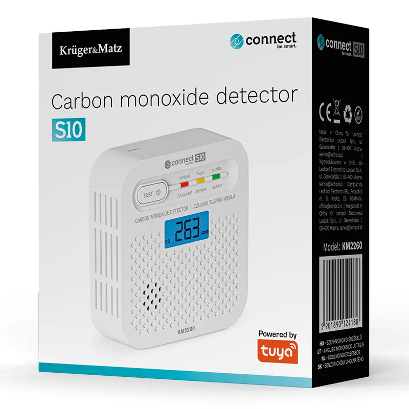 Casa si Gradina - Electrice - Smart Home - Control acces si accesorii - Senzor detector de gaz monoxid de carbon CONNECT S10 Wi-Fi TUYA Kruger&Matz KM2260 - Infinity.ro