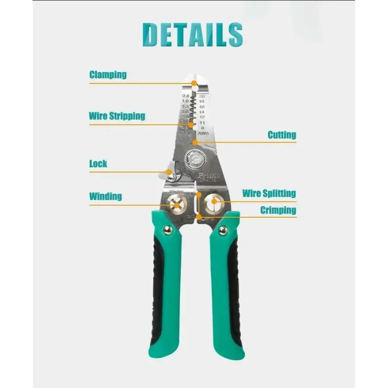 Casa si Gradina - Constructii - Scule de mana si unelte - Clesti si patenti - Cleste sertizat /dezizolat 190mm multifunctionala 6in1 CP-406S Pro`sKit - Infinity.ro