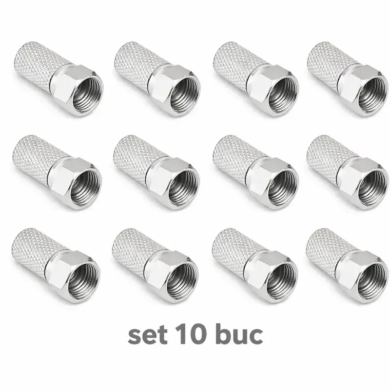 TV, Audio-Video si Foto - Accesorii TV si audio - Set 10 mufe F 7.2mm tata cu garnitura WTY0501-10 - Infinity.ro