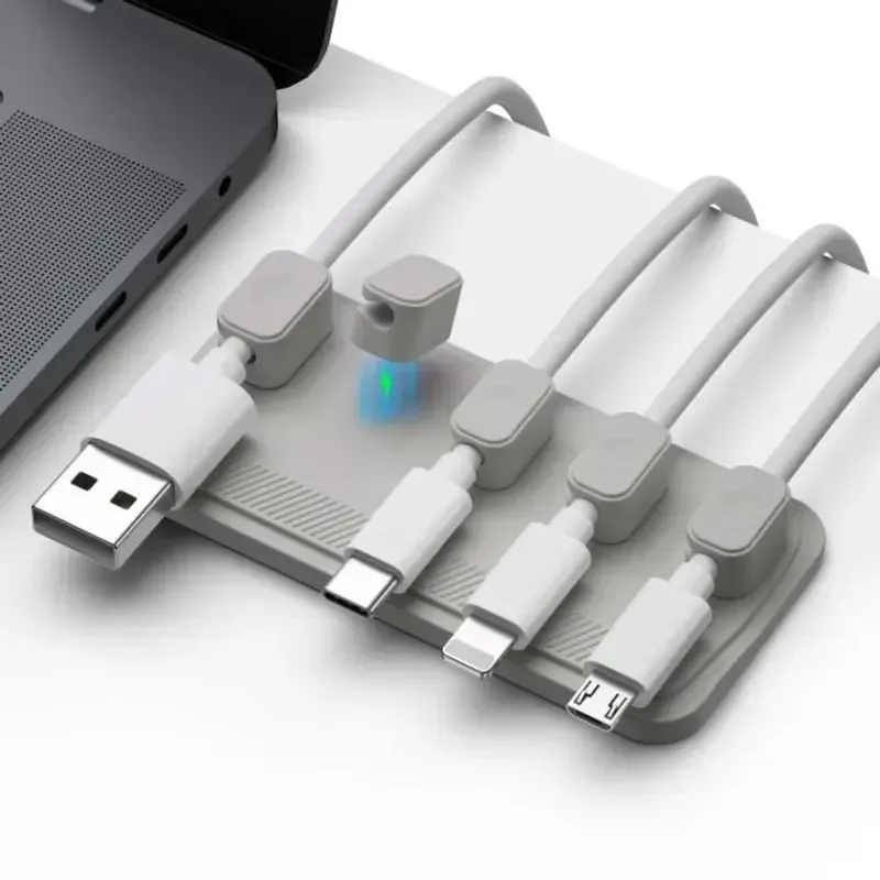 Set organizator de cabluri Well magnetic pentru 5 cabluri gri ORG-CABLE ...