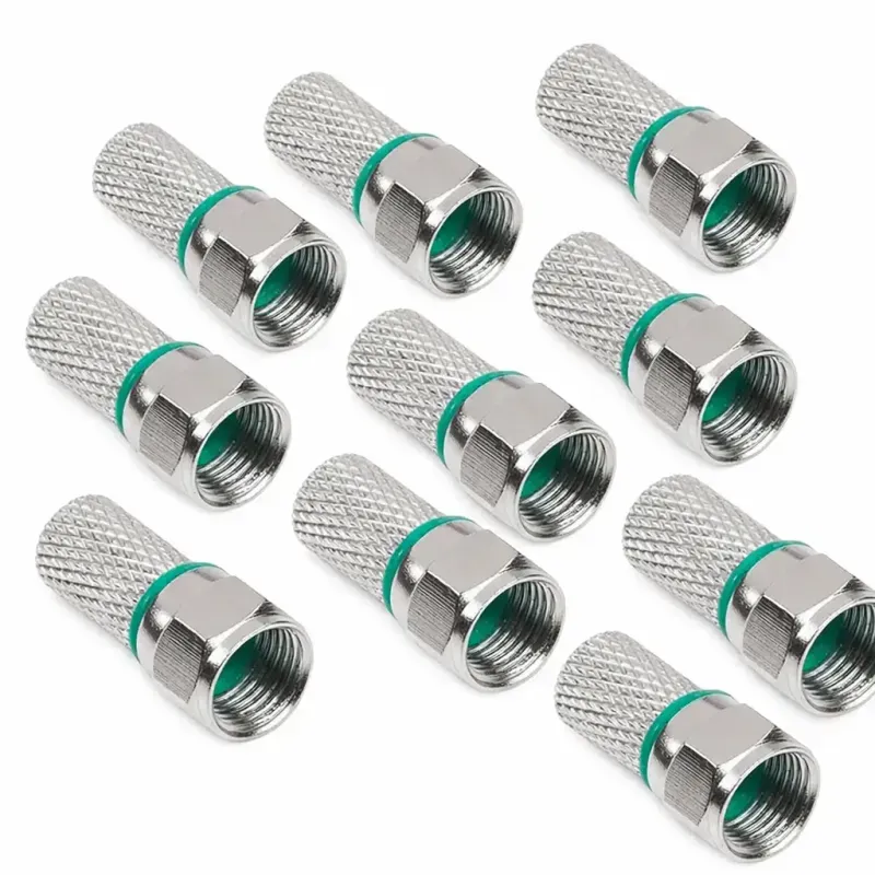 TV, Audio-Video si Foto - Accesorii TV si audio - Accesorii TV - Set 10 mufe F RG6U 7mm Profesionale din cupru HQ dublu izolate inel verde WTY0623-10 - Infinity.ro