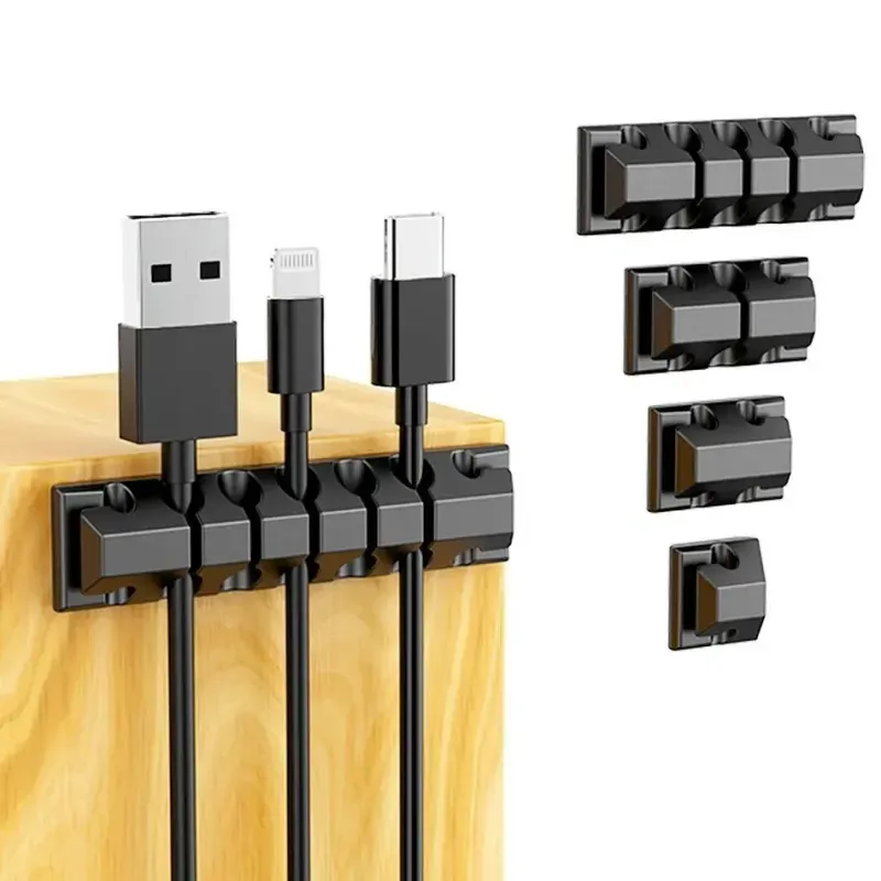 PC, gaming si accesorii - Retelistica - Cabluri si accesorii - Set organizator de cabluri Well autoadeziv 5 dimensiuni 5buc negru ORG-CABLE-S0105BK-WL - Infinity.ro