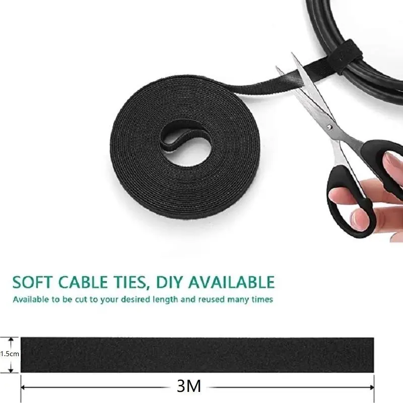 PC, gaming si accesorii - Retelistica - Cabluri si accesorii - Organizator de cabluri Banda Velcro Well 3m x 1.5cm negru ORG-CABLE-T0103BK-WL - Infinity.ro