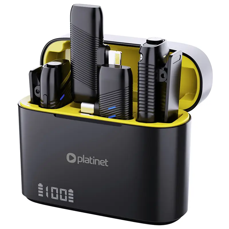 PC, gaming si accesorii - Periferice PC - Microfoane PC - Set lavaliera microfon 2in1 wireless 2.4GHz 25m Plug & Play Android /iOS Platinet PLMM30 - Infinity.ro