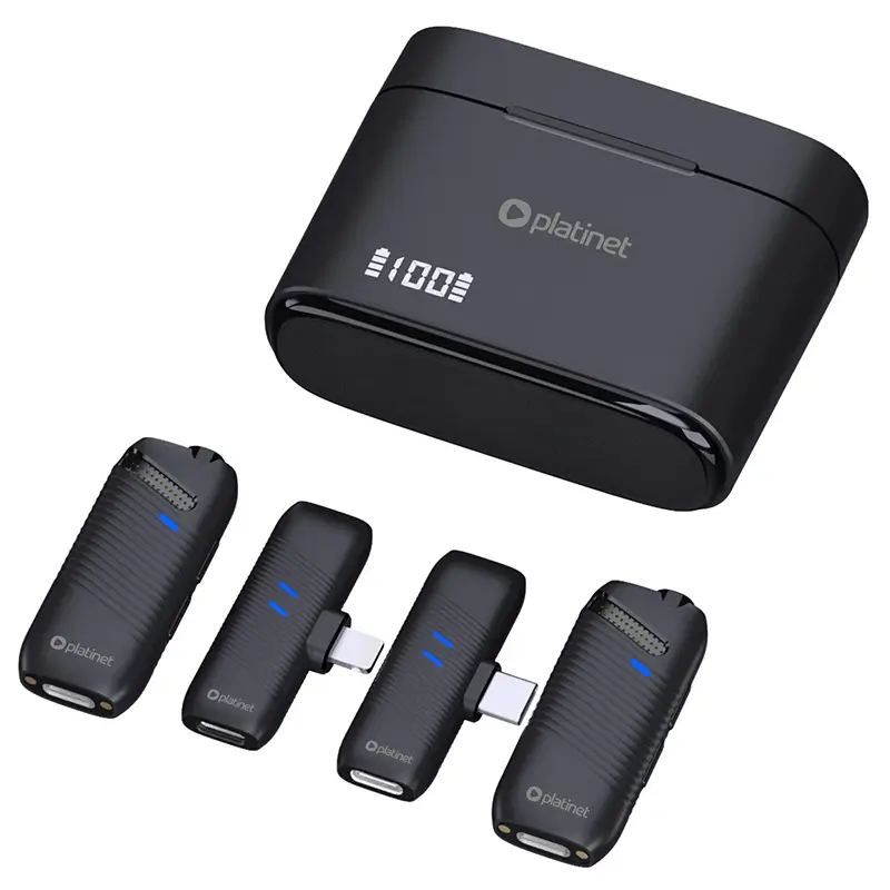 PC, gaming si accesorii - Periferice PC - Microfoane PC - Set lavaliera microfon 2in1 wireless 2.4GHz 25m Plug & Play Android /iOS Platinet PLMM30 - Infinity.ro