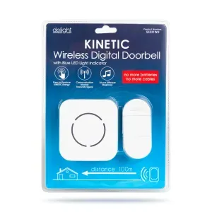 Sonerie wireless Kinetic fara baterii 1 buton +1 receptor alb delight 55331WH