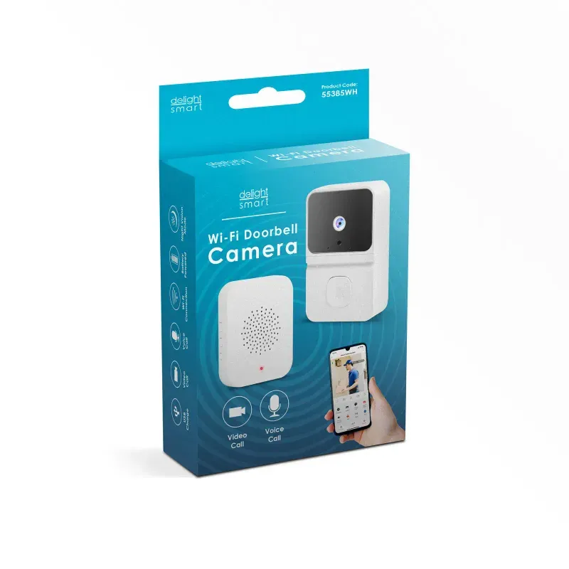 Casa si Gradina - Electrice - Accesorii electrice - Sonerii electrice - Set sonerie Video - Smart - Wi-Fi /baterie /HD alb delight 55385WH - Infinity.ro