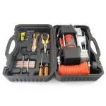 Auto si Moto - Reparatii si depanare - Compresoare auto - Compresor auto 12V Carguard COM002 Heavy-Duty dublu cilindru 50L/min 150PSI LED +kit reparatie anvelope - Infinity.ro