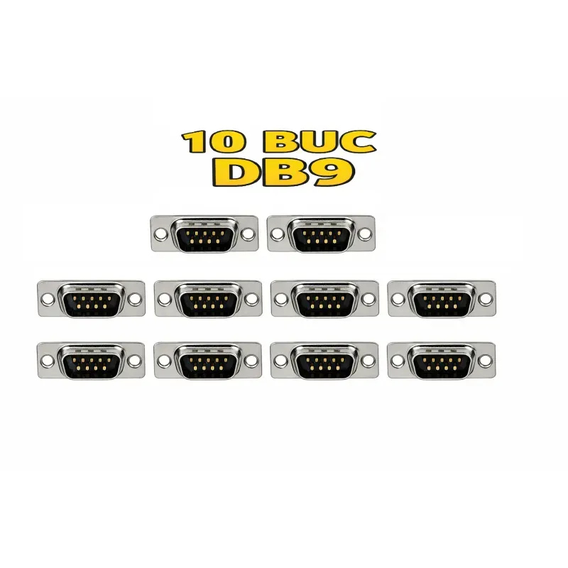 Casa si Gradina - Electrice - Cabluri electrice si conductori - Set 10 conectori SERIAL tata D-Sub 9 pini lipire pe cablu 5A CONNFLY DS1033-09MUNSISS-10 - Infinity.ro