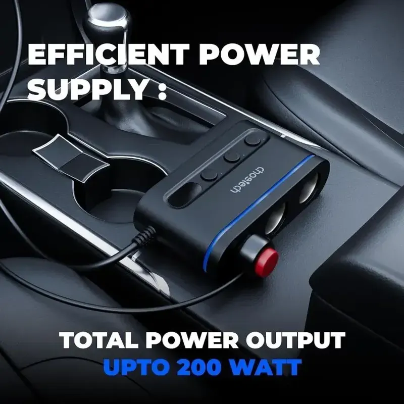 Laptop, Telefoane si Tablete - Telefoane mobile si accesorii - Accesorii Telefoane - Incarcatoare telefoane - Multiplicator bricheta auto Choetech TC0021 3 iesiri 2x USB-C PD 30W 1x USB A QC3.0 18W - Infinity.ro