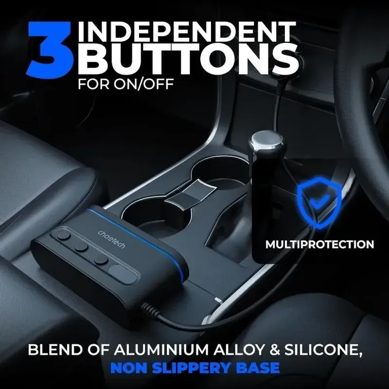 Laptop, Telefoane si Tablete - Telefoane mobile si accesorii - Accesorii Telefoane - Incarcatoare telefoane - Multiplicator bricheta auto Choetech TC0021 3 iesiri 2x USB-C PD 30W 1x USB A QC3.0 18W - Infinity.ro