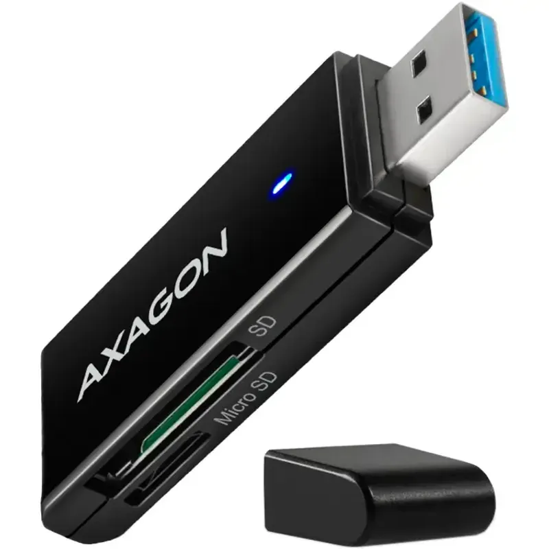 TV, Audio-Video si Foto - Aparate foto si accesorii - Accesorii foto si video - Card reader - Cititor carduri AXAGON CRE-S2N USB 3.2 tip-A slim la SD /microSD - Infinity.ro