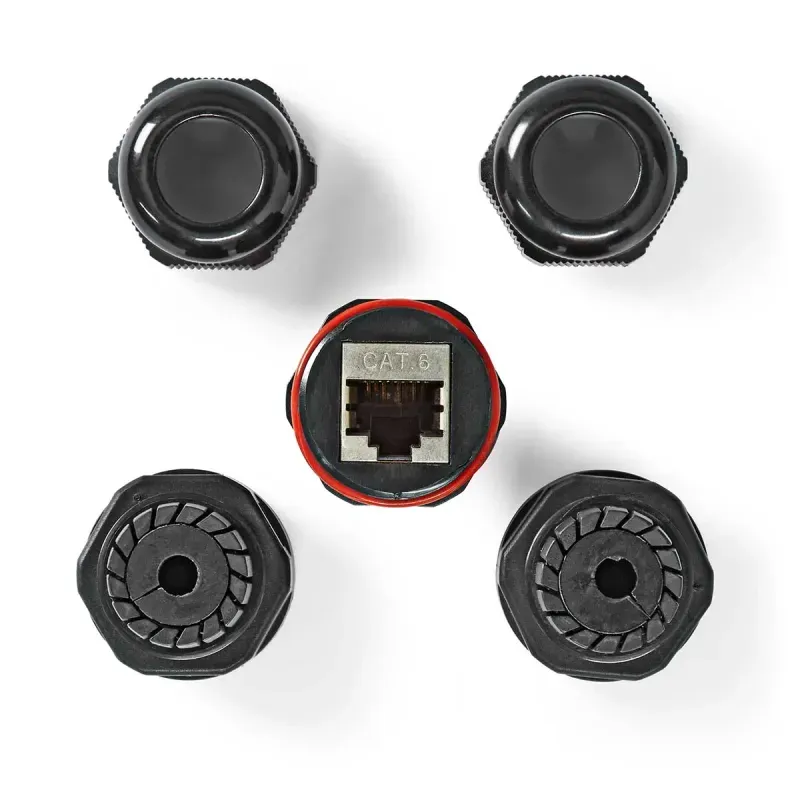 PC, gaming si accesorii - Retelistica - Cabluri si accesorii - Adaptor cuplaj de exterior Cat6 RJ45 mama-mama FTP Nedis CCGB89850BK - Infinity.ro