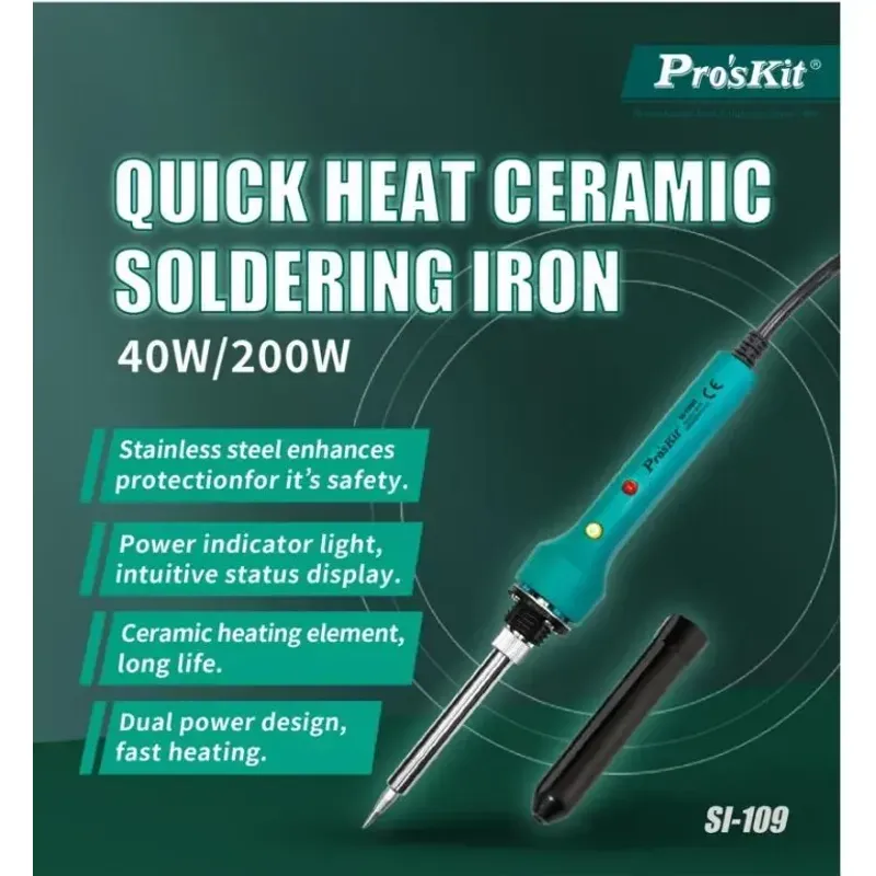 Casa si Gradina - Constructii - Scule electrice si accesorii - Pistoale de lipit - Letcon de lipit Pro`sKit SI-109B ceramic cu incalizre rapida 40-200W 20cm - Infinity.ro