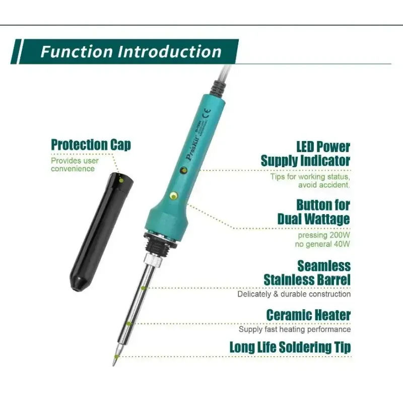 Casa si Gradina - Constructii - Scule electrice si accesorii - Pistoale de lipit - Letcon de lipit Pro`sKit SI-109B ceramic cu incalizre rapida 40-200W 20cm - Infinity.ro