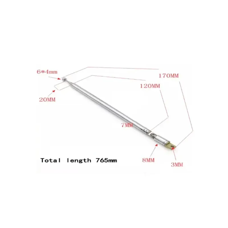 TV, Audio-Video si Foto - Accesorii TV si audio - Antene TV si accesorii - Antena telescopica 170-765mm 7 segmente Middle + balama ANTENA-RADIO5 - Infinity.ro