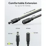 Casa si Gradina - Electrice - Cabluri electrice si conductori - Cablu de extensie DC mama-tata 5.5x2.5mm 5m negru Goobay 76673 - Infinity.ro