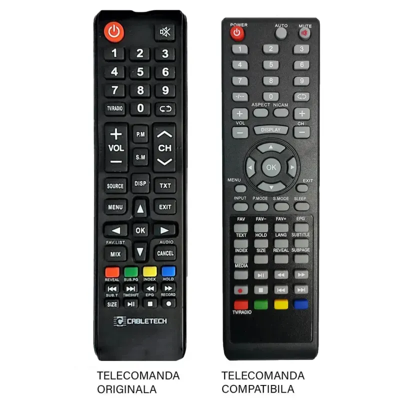TV, Audio-Video si Foto - Accesorii TV si audio - Telecomenzi - Telecomanda inlocuitoare compatibila TV CABLETECH (46-1) - Infinity.ro