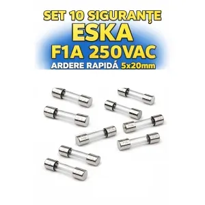 Set 10 sigurante F1A 250VAC ardere rapida 5x20m ESKA 520.617-10