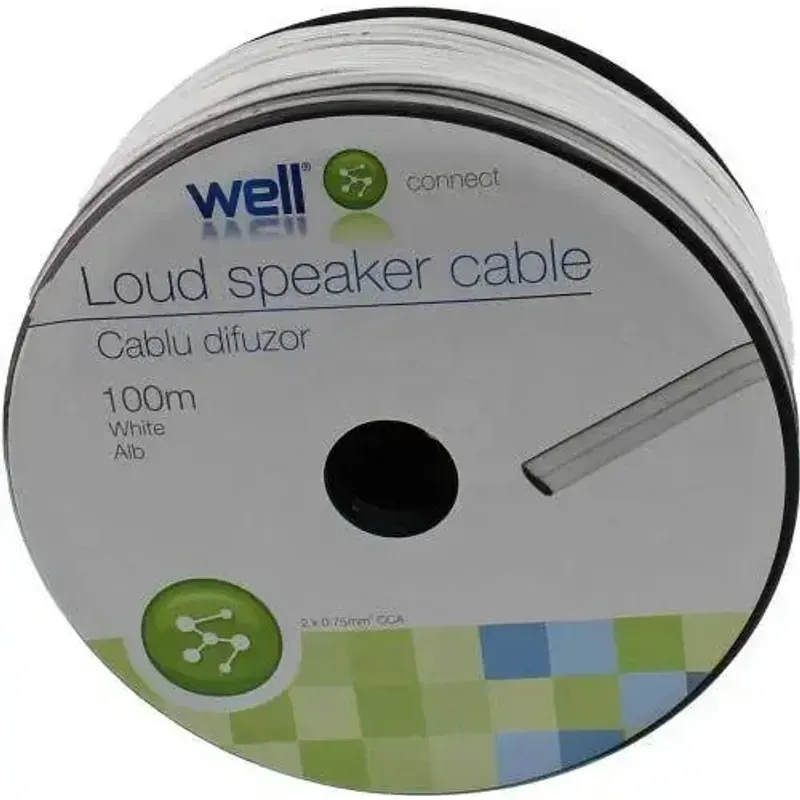 TV, Audio-Video si Foto - Audio Hi-Fi - Accesorii Audio Hi-Fi - Cablu difuzor 10m CCA alb 2x0.75mm Well LSP-CCA0.75WE-100-WL-10 - Infinity.ro