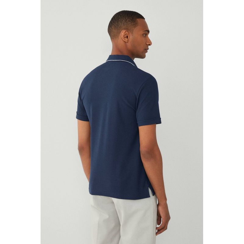 Fashion, accesorii si bijuterii - Barbati - Imbracaminte - Tricouri si bluze barbati - Tricou polo cu bordura Hackett London HM563276 2XL INTL Bleumarin - Infinity.ro