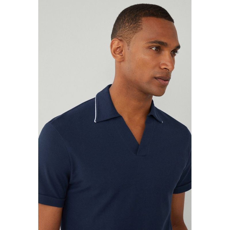 Fashion, accesorii si bijuterii - Barbati - Imbracaminte - Tricouri si bluze barbati - Tricou polo cu bordura Hackett London HM563276 2XL INTL Bleumarin - Infinity.ro