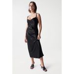 Fashion, accesorii si bijuterii - Femei - Imbracaminte femei - Rochii femei - Rochie midi Salsa Jeans cu aspect de satin L INTL Negru - Infinity.ro