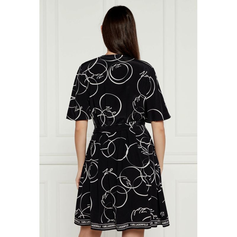 Fashion, accesorii si bijuterii - Femei - Imbracaminte femei - Rochii femei - Rochie  Karl Lagerfeld mini evazata 245W1304 38 EU Negru - Infinity.ro
