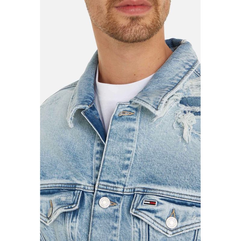 Fashion, accesorii si bijuterii - Barbati - Imbracaminte - Jachete si geci barbati - Geaca de blugi Tommy Jeans Ryan Regular Trucker DM0DM19356 Albastru XL INTL - Infinity.ro