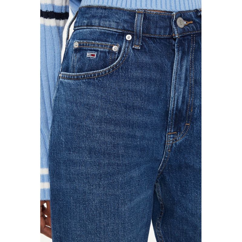Fashion, accesorii si bijuterii - Femei - Imbracaminte femei - Pantaloni femei - Blugi dama mom-fit cu talie inalta Tommy Jeans DW0DW19244 W27-L30 US Albastru inchis - Infinity.ro