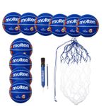 Sport si Outdoor - Sporturi de echipa - Baschet - Mingi de baschet - Pachet 10 mingi baschet Molten B7C1600-M3P + pompa DHP21 + plasa BN10 - Infinity.ro