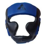 Sport si Outdoor - Sporturi de contact - Saci de box si accesorii - Casca box Anastasia Sport, piele naturala, marime M/L, culoare albastru cu negru - Infinity.ro