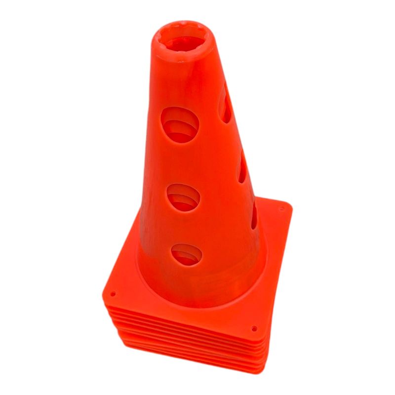 Sport si Outdoor - Accesorii si echipamente sportive - Accesorii antrenament si tabele tactice - Set 10 conuri antrenament Sportech, 30 cm, cu gauri, portocalii - Infinity.ro