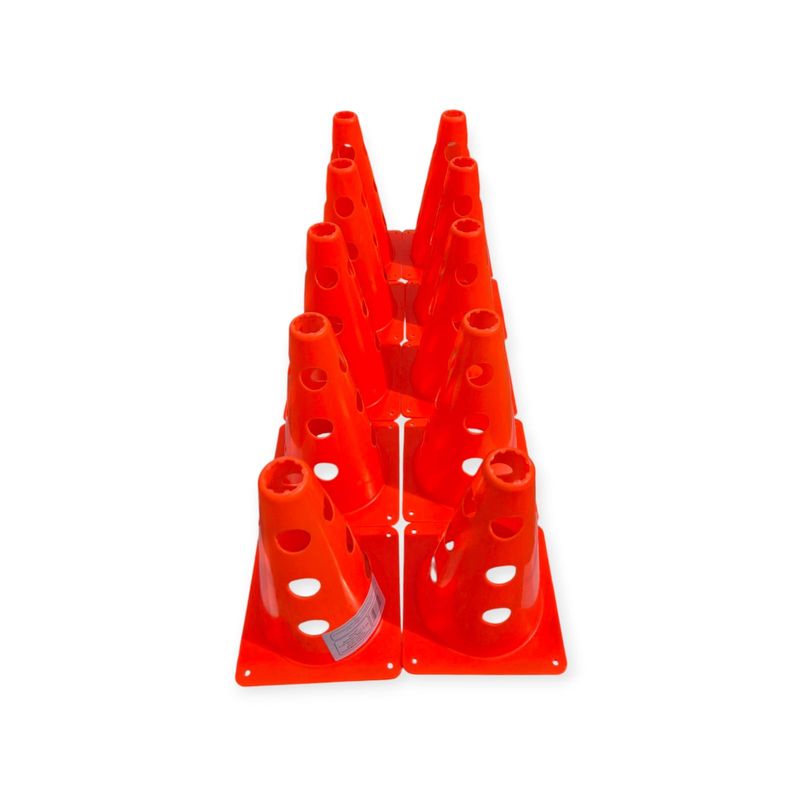 Sport si Outdoor - Accesorii si echipamente sportive - Accesorii antrenament si tabele tactice - Set 10 conuri antrenament Sportech, 30 cm, cu gauri, portocalii - Infinity.ro