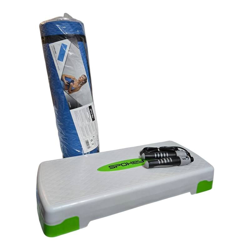 Sport si Outdoor - Fitness - Aparate fitness - Steppere - Set cardio si slabire acasa Anastasia Sport banca aerobic stepper + coarda sarit + saltea fitness - Infinity.ro